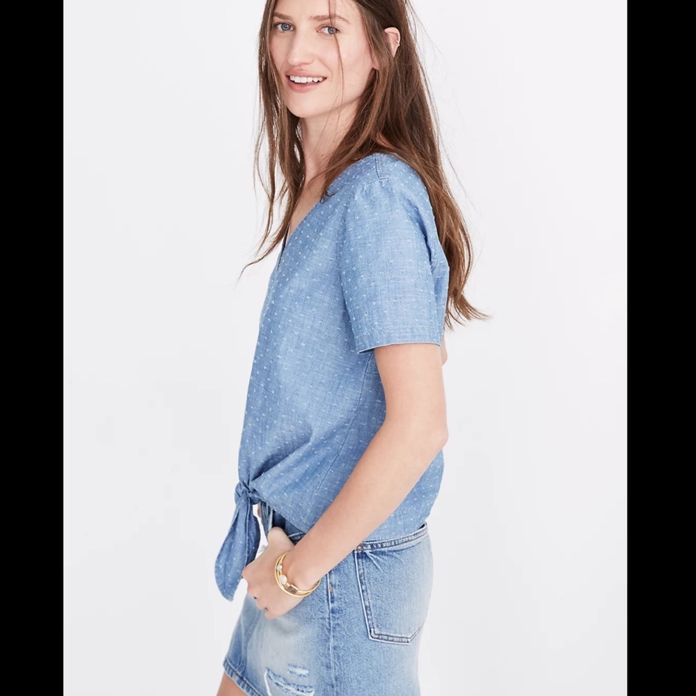 Madewell Chambray Novel Tie-Front Top View 6